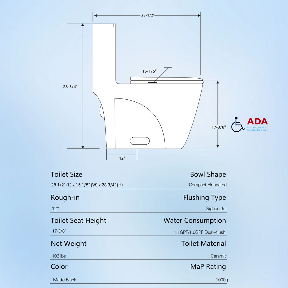 Eco-Friendly Comfort Height Toilet with Soft Close Seat