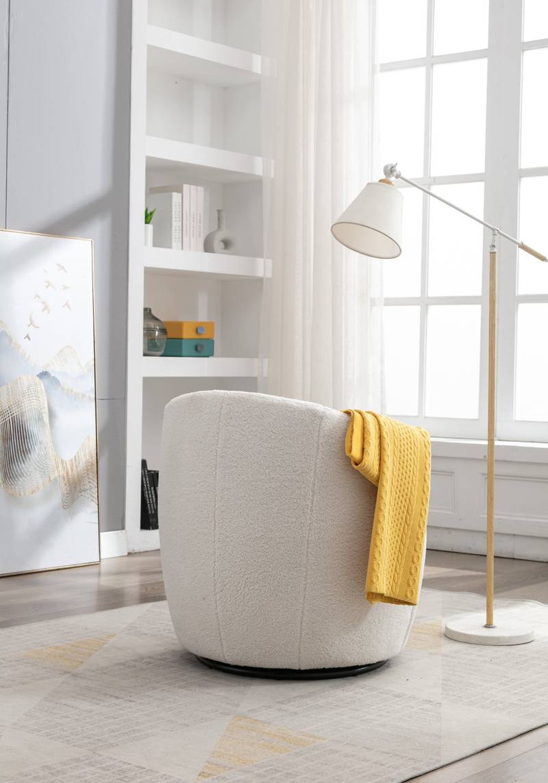 Cozy Ivory Swivel Accent Chair