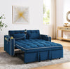 Blue Velvet Dream Sofa Bed: Foldable, Adjustable & USB-Ready