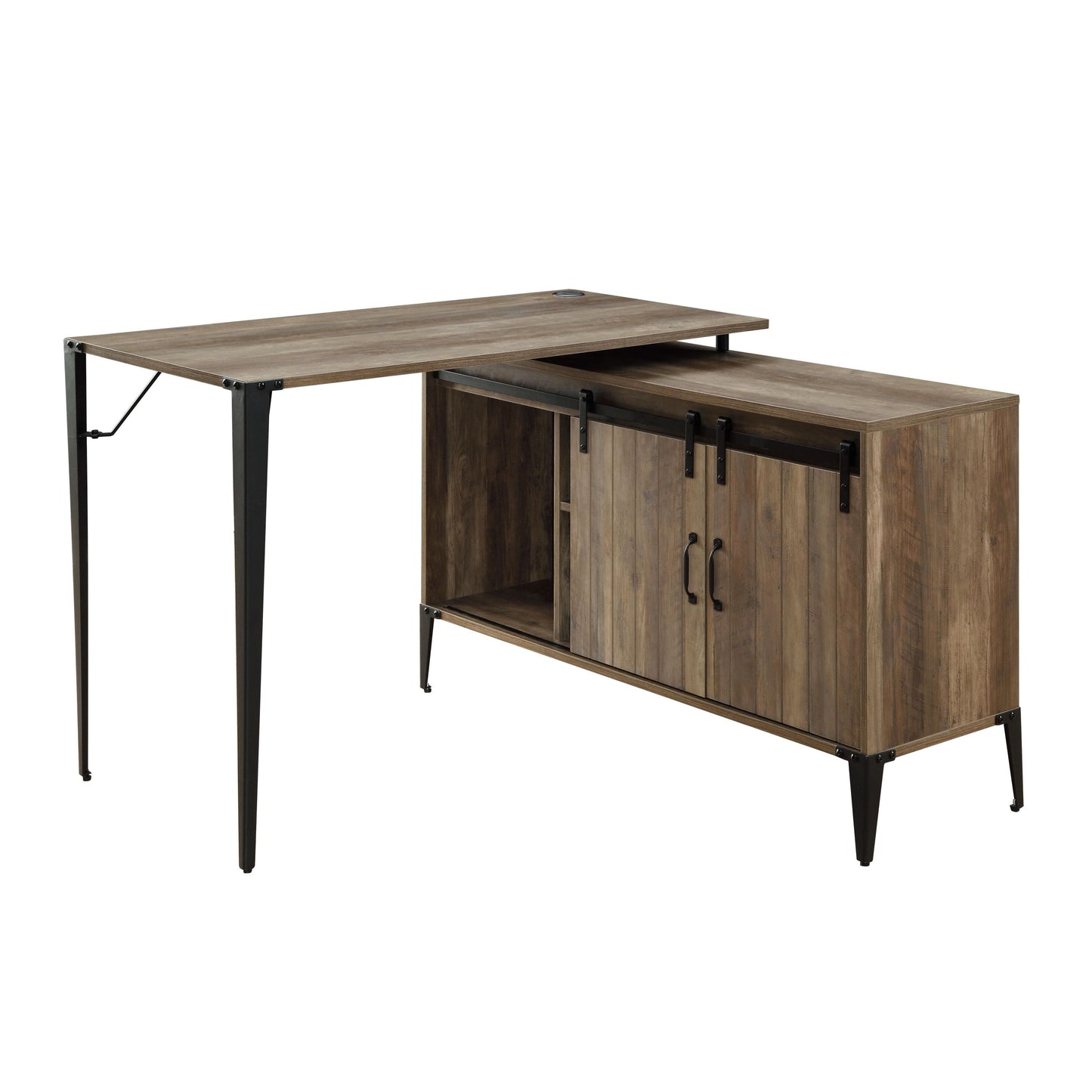 Rustic Oak & Black Zakwani Writing Desk