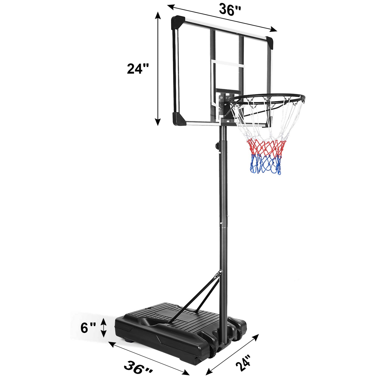 Adjustable Portable Basketball Hoop with Wheels