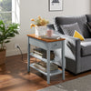 Chic USB Charging End Table with Solid Wood Legs