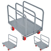 Sturdy Steel Flatbed Cart with Swivel Casters and Handrails