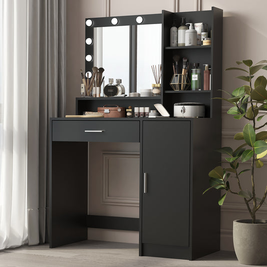 Chic Vanity Station with Mirror & Light