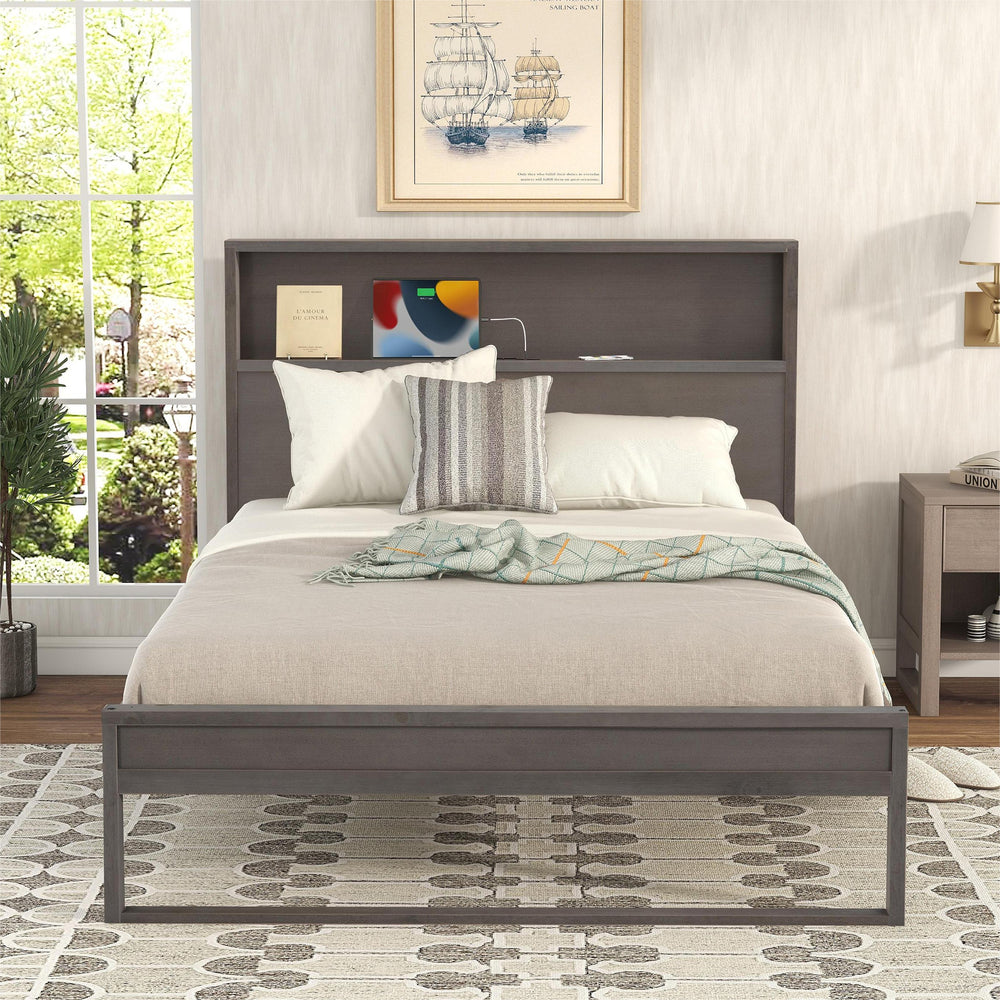 Chic Storage Platform Bed with USB Ports