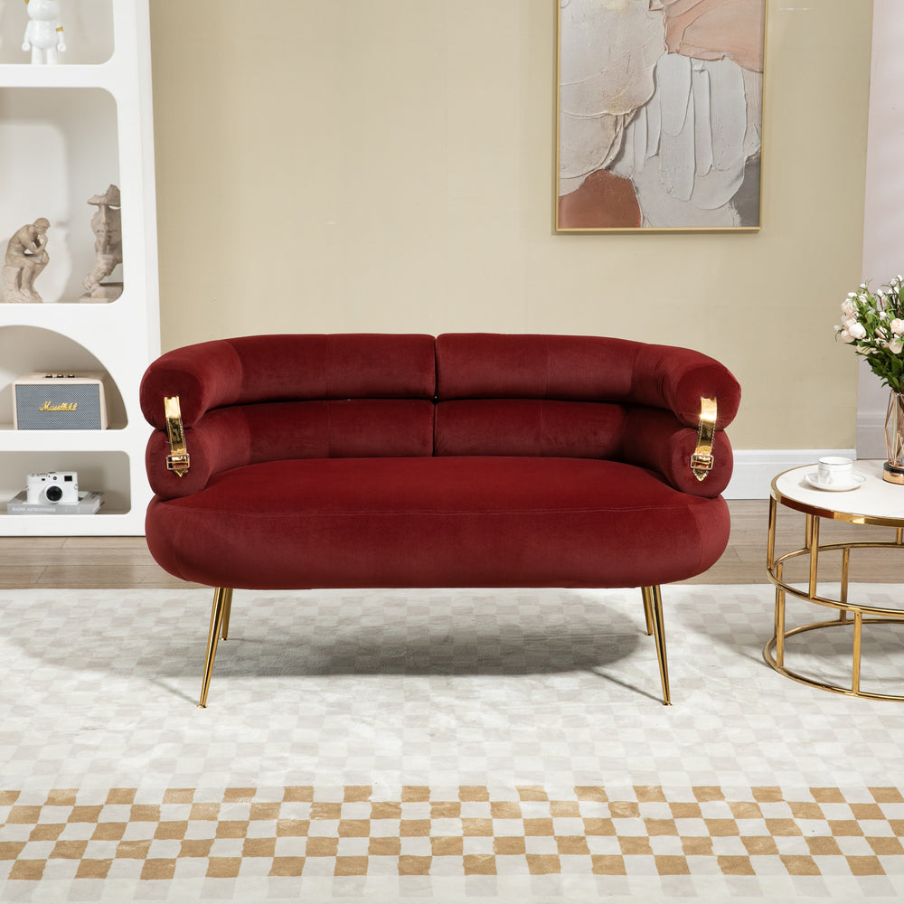 Chic Curved Loveseat in Wine Red