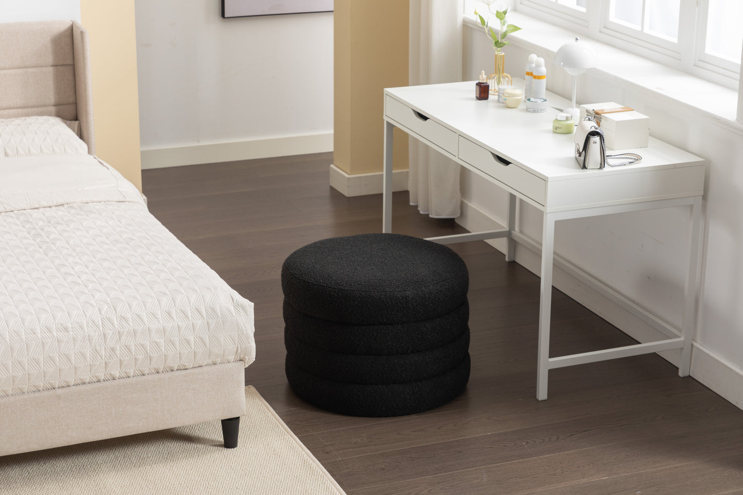 Stylish Black Storage Ottoman