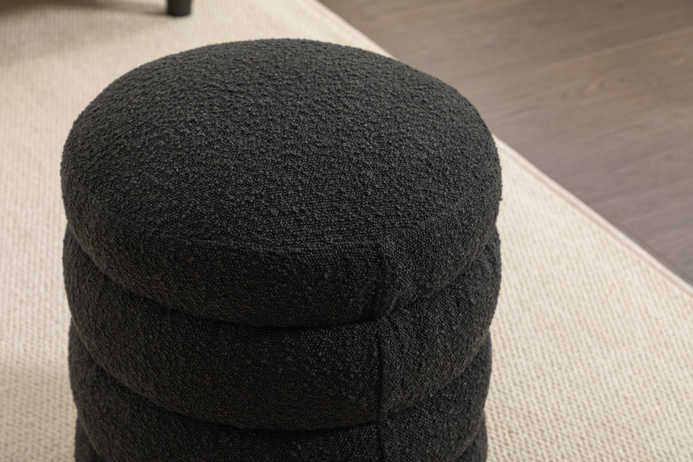 Chic Black Boucle Ottoman