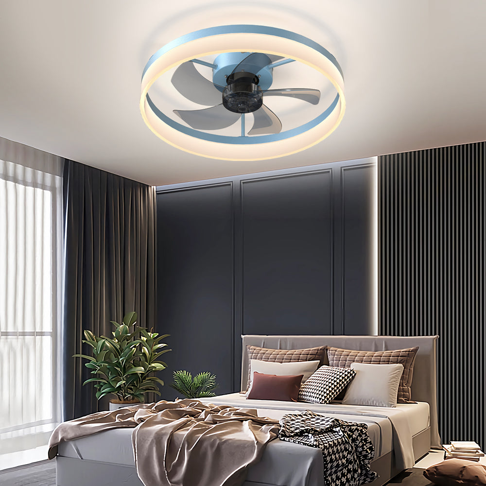 Blue Dimmable Ceiling Fan with LED Light