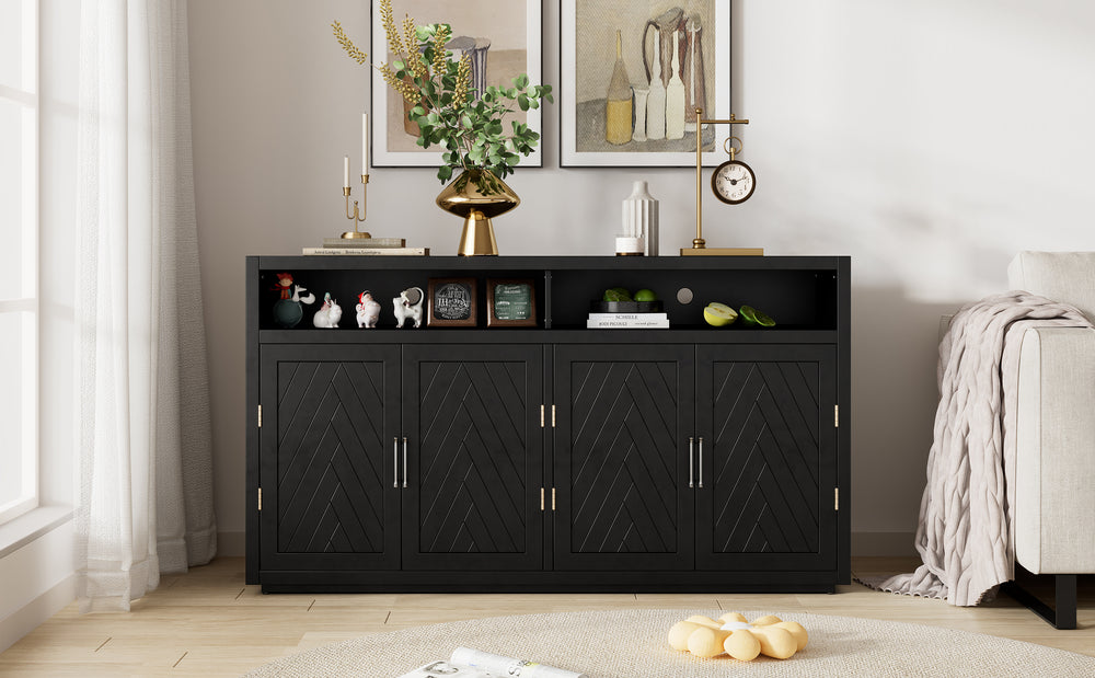 Stylish Black Classic Sideboard with Adjustable Shelves