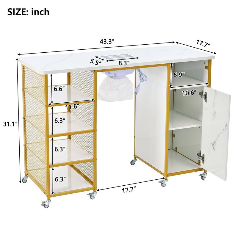 Chic Nail Table with Smart Vent & Cozy Cushion
