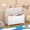 Whimsical White Wooden Toy Box with Safety Lid