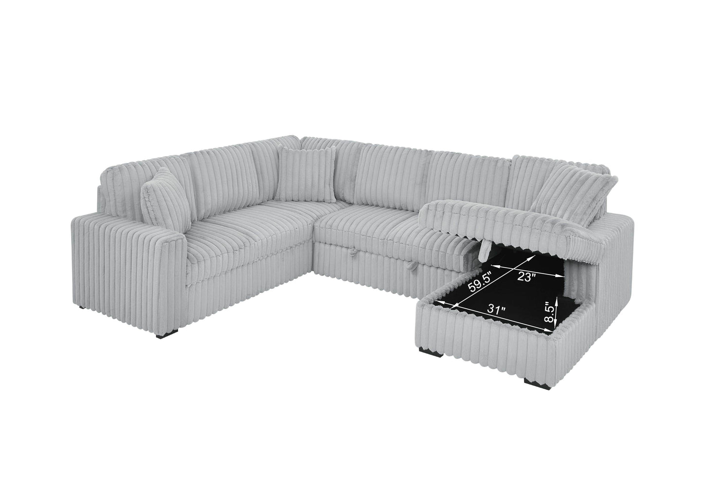 Cozy USB Sofa Bed: Plush U-Shaped Sectional with Storage and Comfort