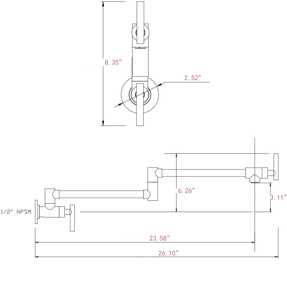 Wall-Mounted Pot Filler Faucet