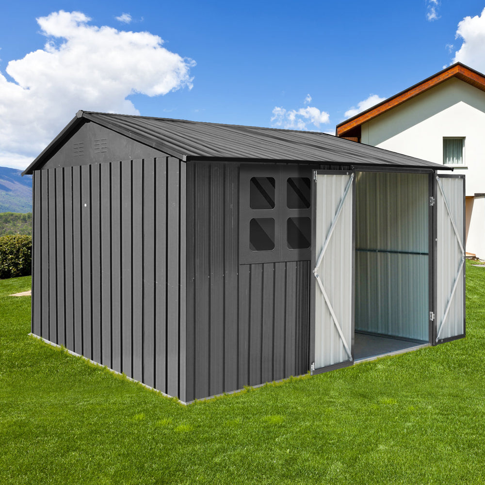 Charming Grey Garden Shed with Window