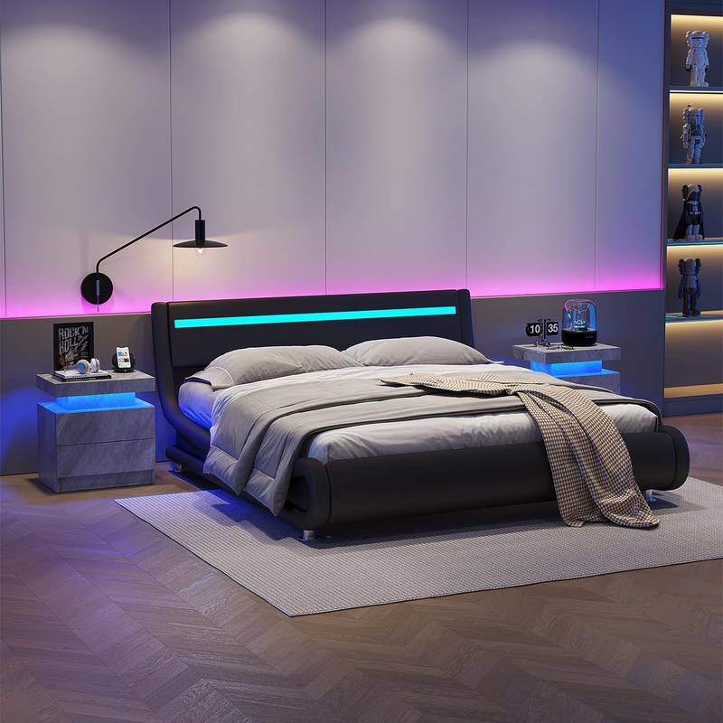 Sleek Glow Nightstand with Drawers