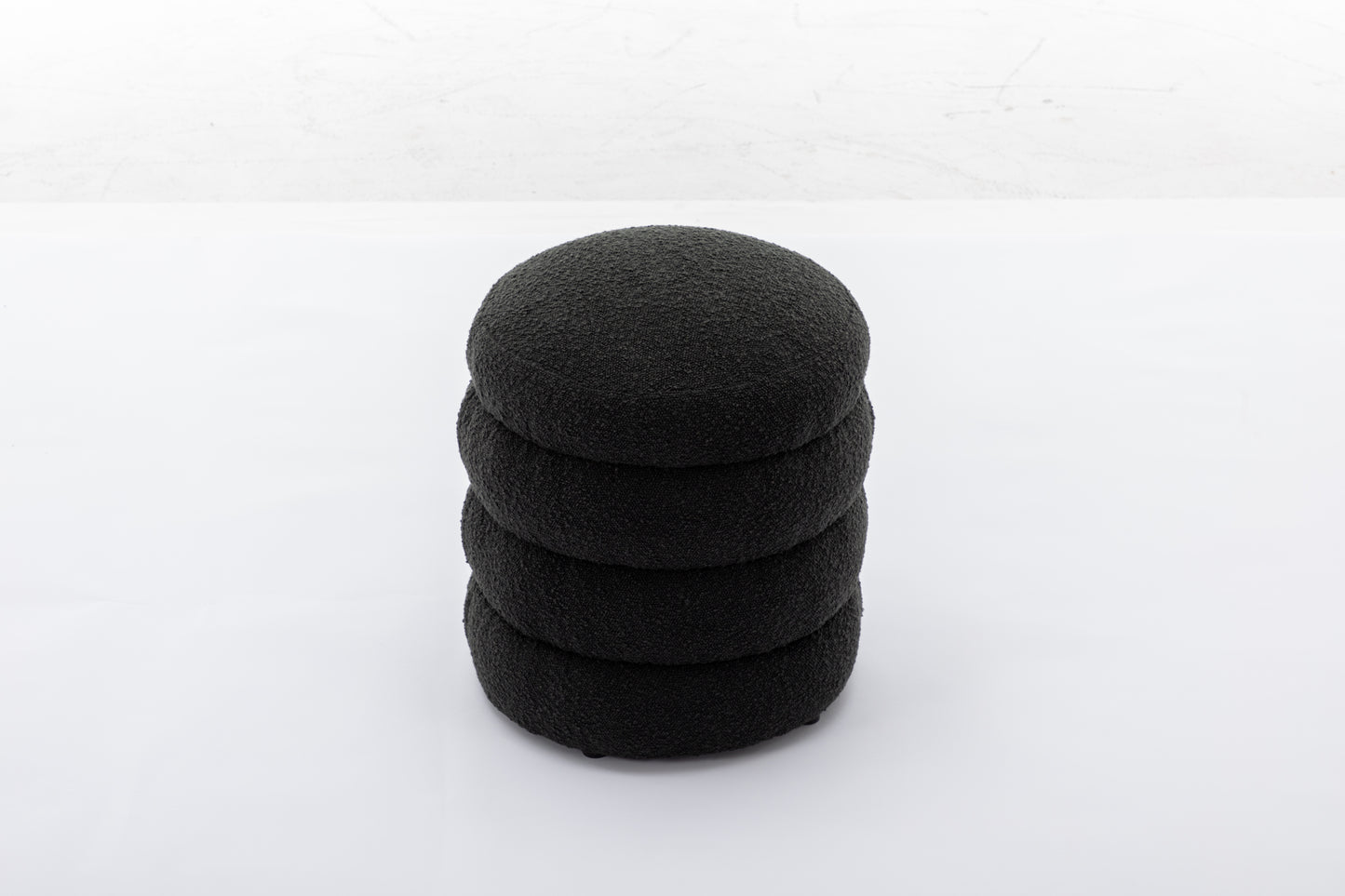 Chic Black Boucle Ottoman