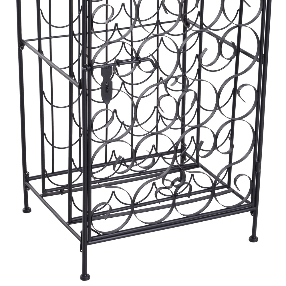 Chic Wine Haven - Stylish Lockable Black Wine Rack