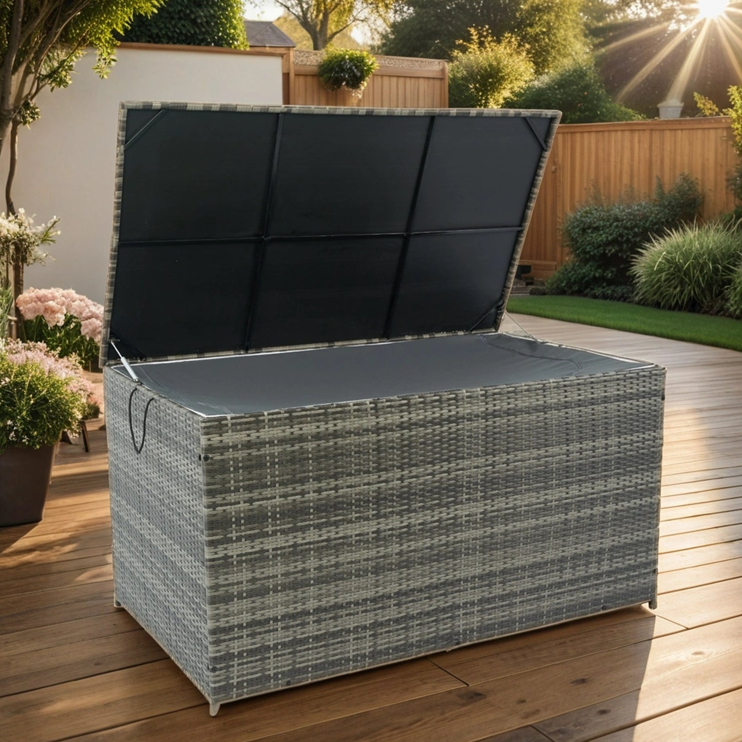 Wicker Patio Storage Box - Stylish Outdoor Organizer for Cushions, Toys, and More!