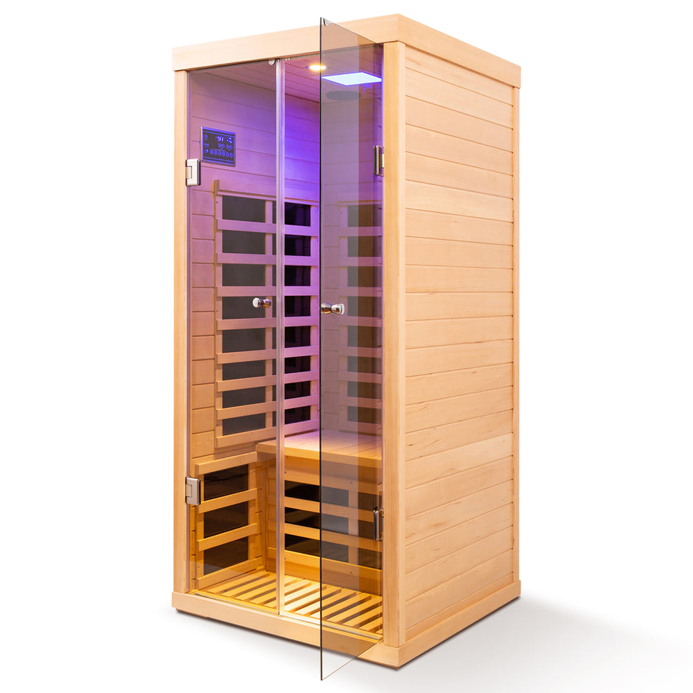 Cozy Glass Hemlock Indoor Infrared Sauna for One