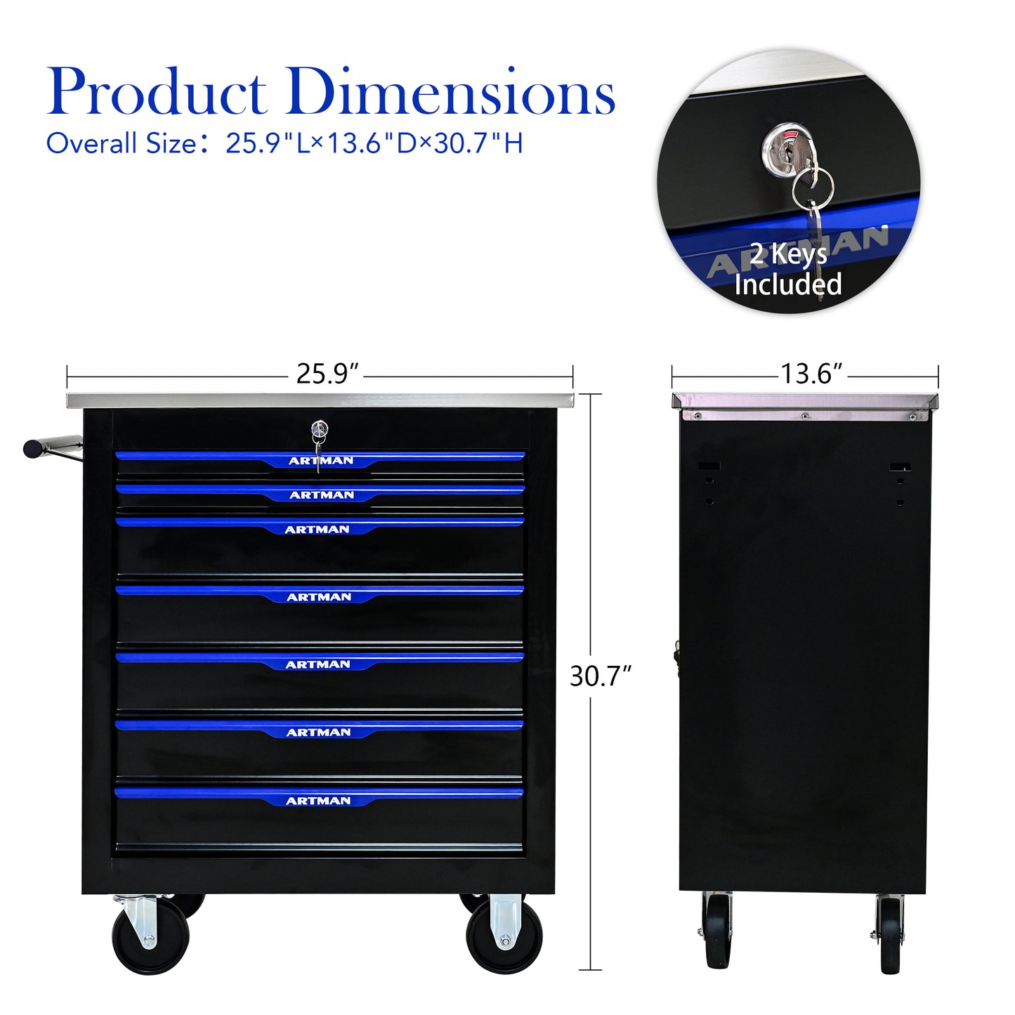 Versatile Rolling Tool Cart in Black and Blue