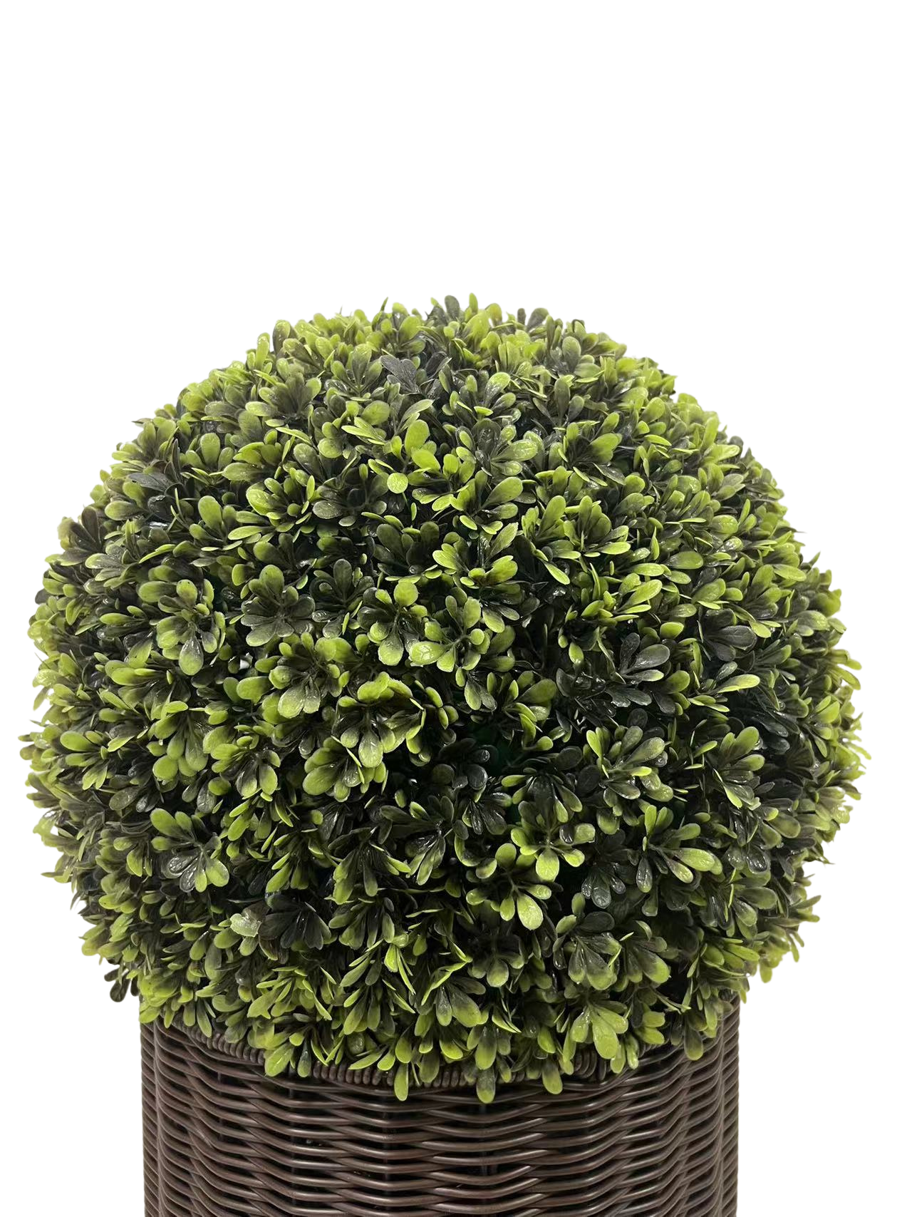 Charming Faux Ball Topiary in Woven Pot