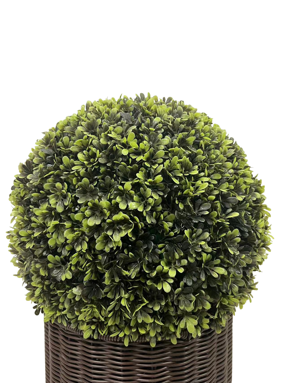 Charming Faux Ball Topiary in Woven Pot