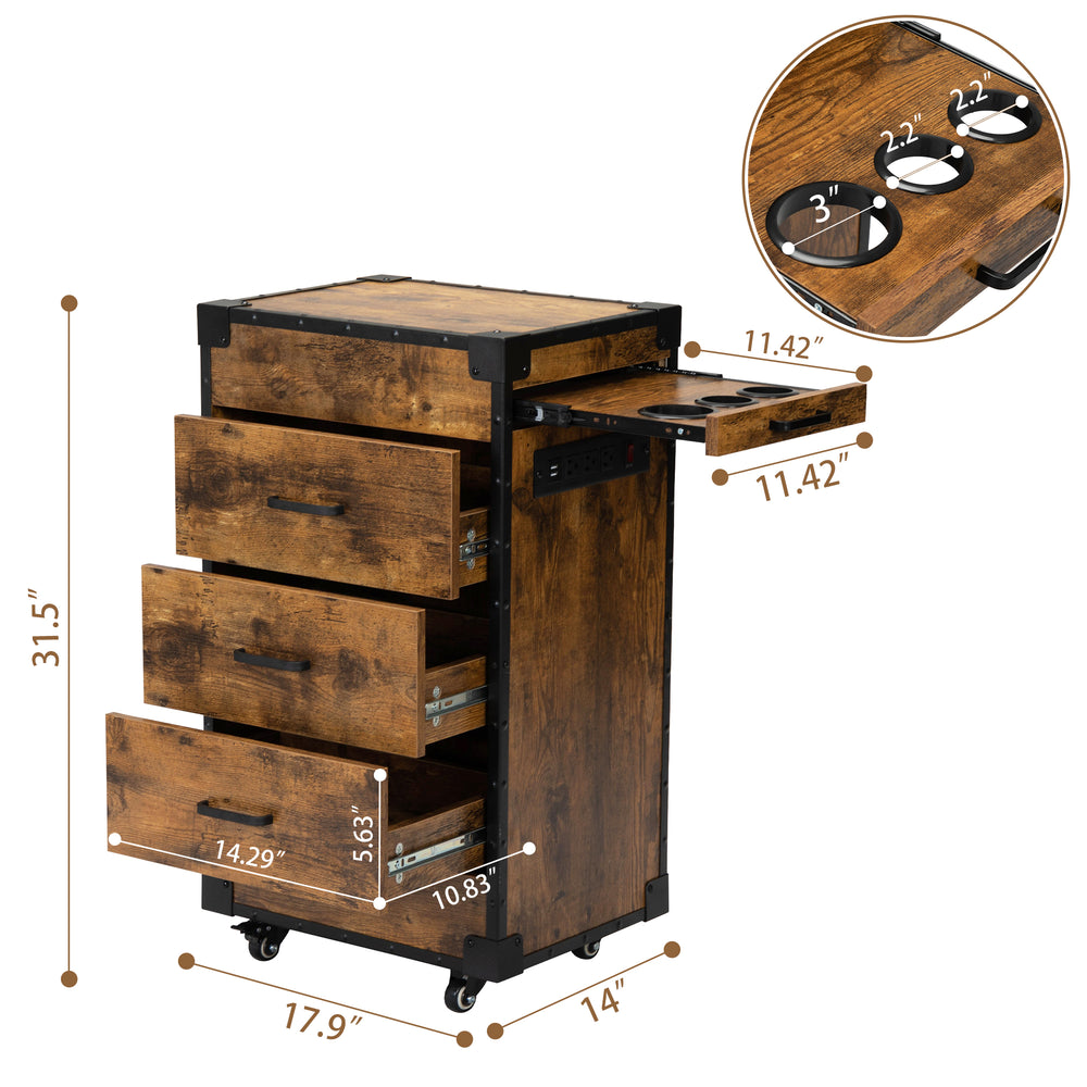 Stylish Rolling Salon Cart with Ample Storage