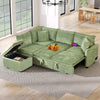 Cozy Green Convertible Sofa Bed with Storage & USB Charging