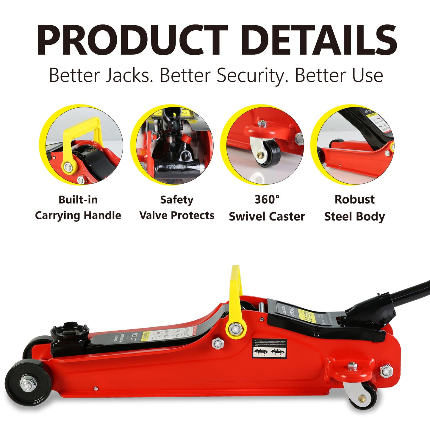 Heavy-Duty Low Profile Floor Jack & Tire Repair Kit