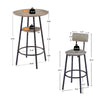 Cozy Grey Round Bar Stool Set with Backrest and Shelf