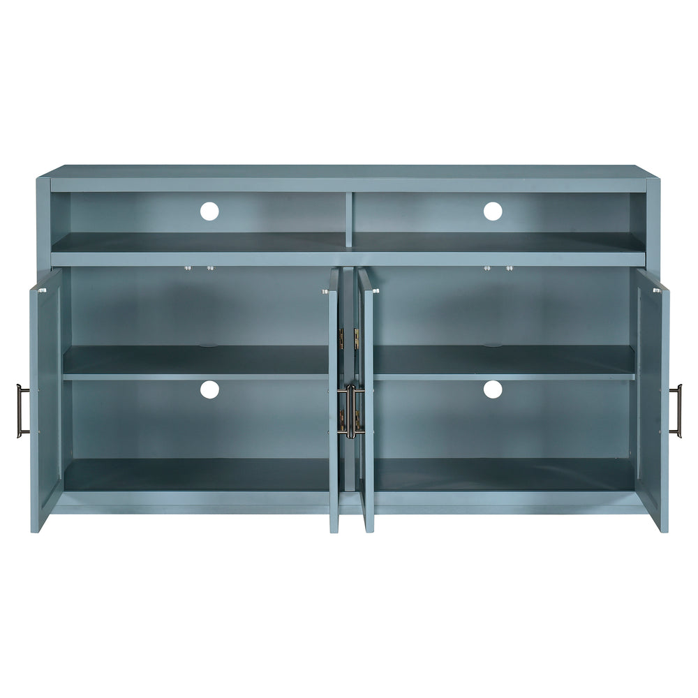 Chic Smoke Blue Sideboard with Open Shelves