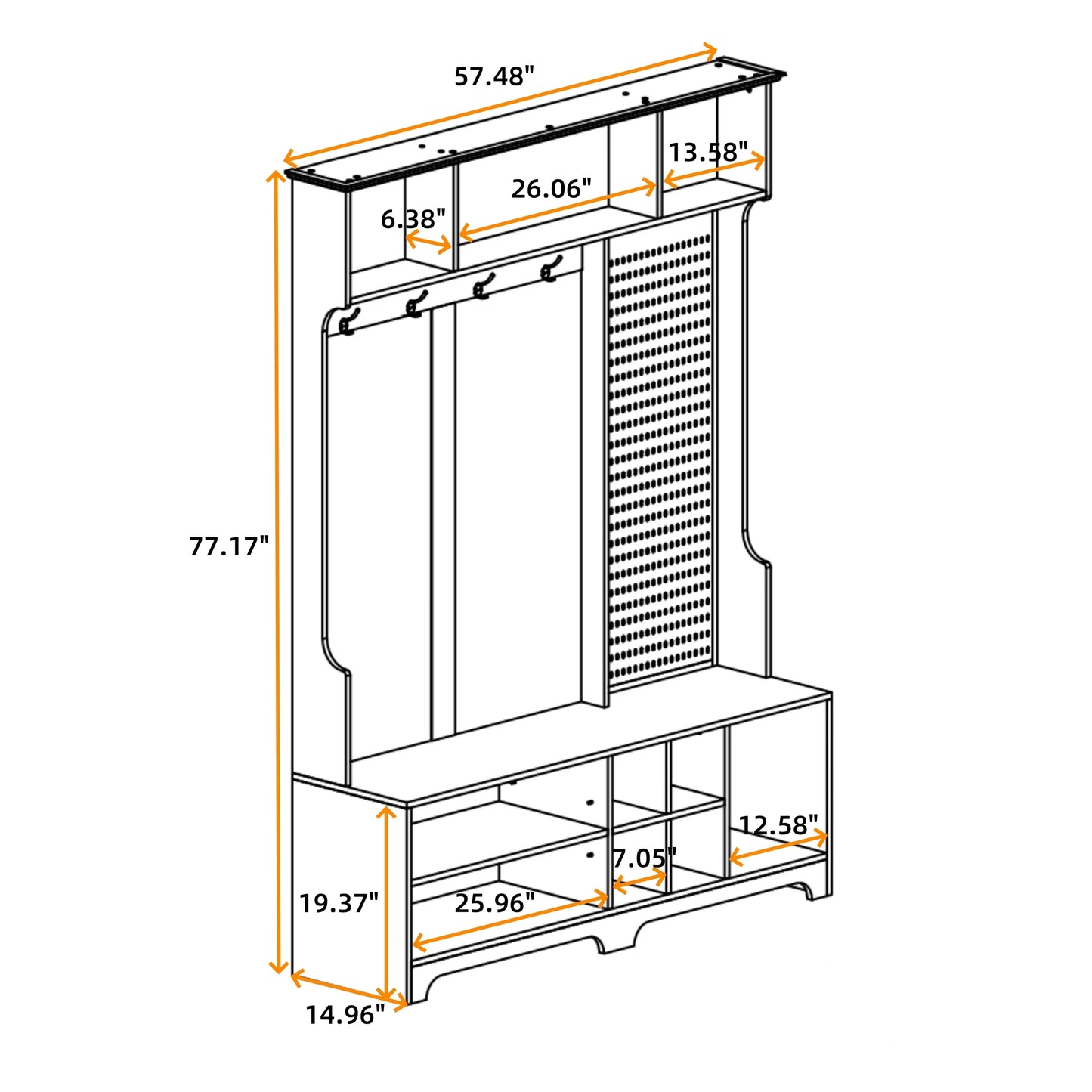 Chic Hallway Organizer with Bench & Coat Rack