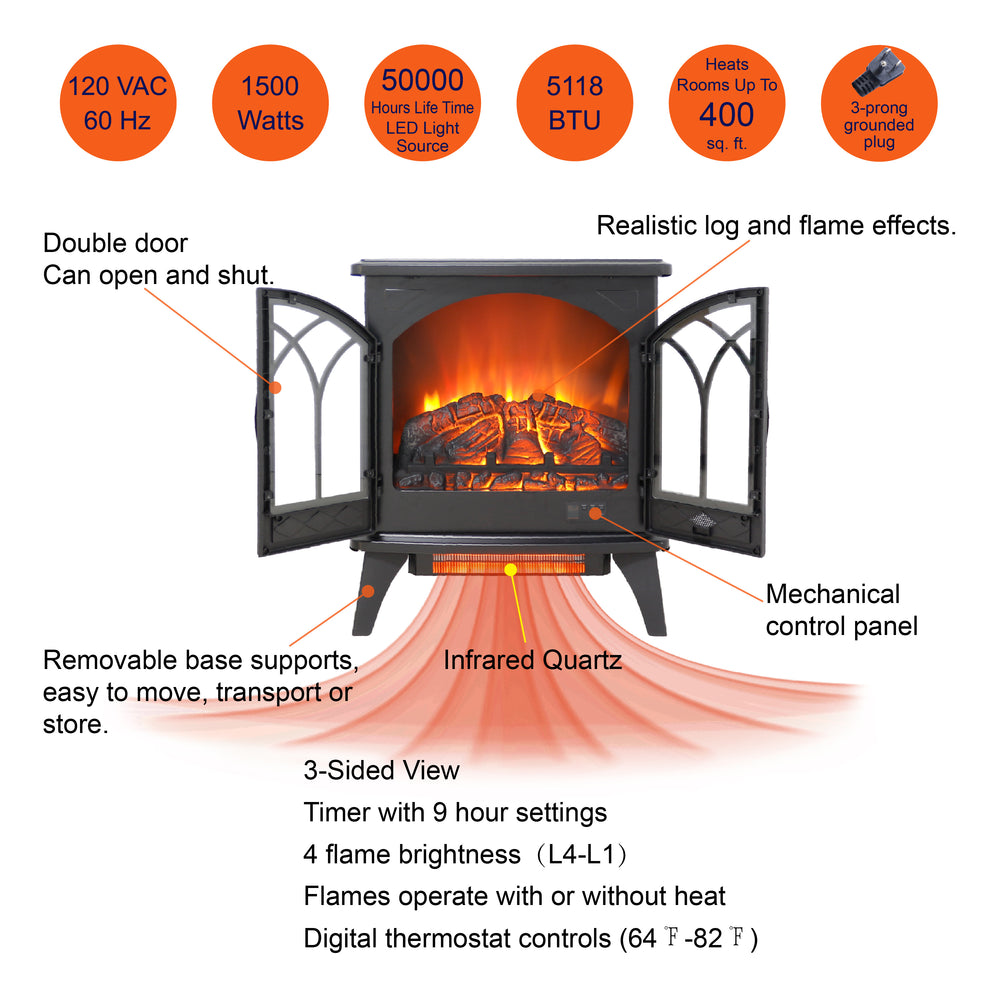 CozyGlow Remote-Controlled Infrared Fireplace