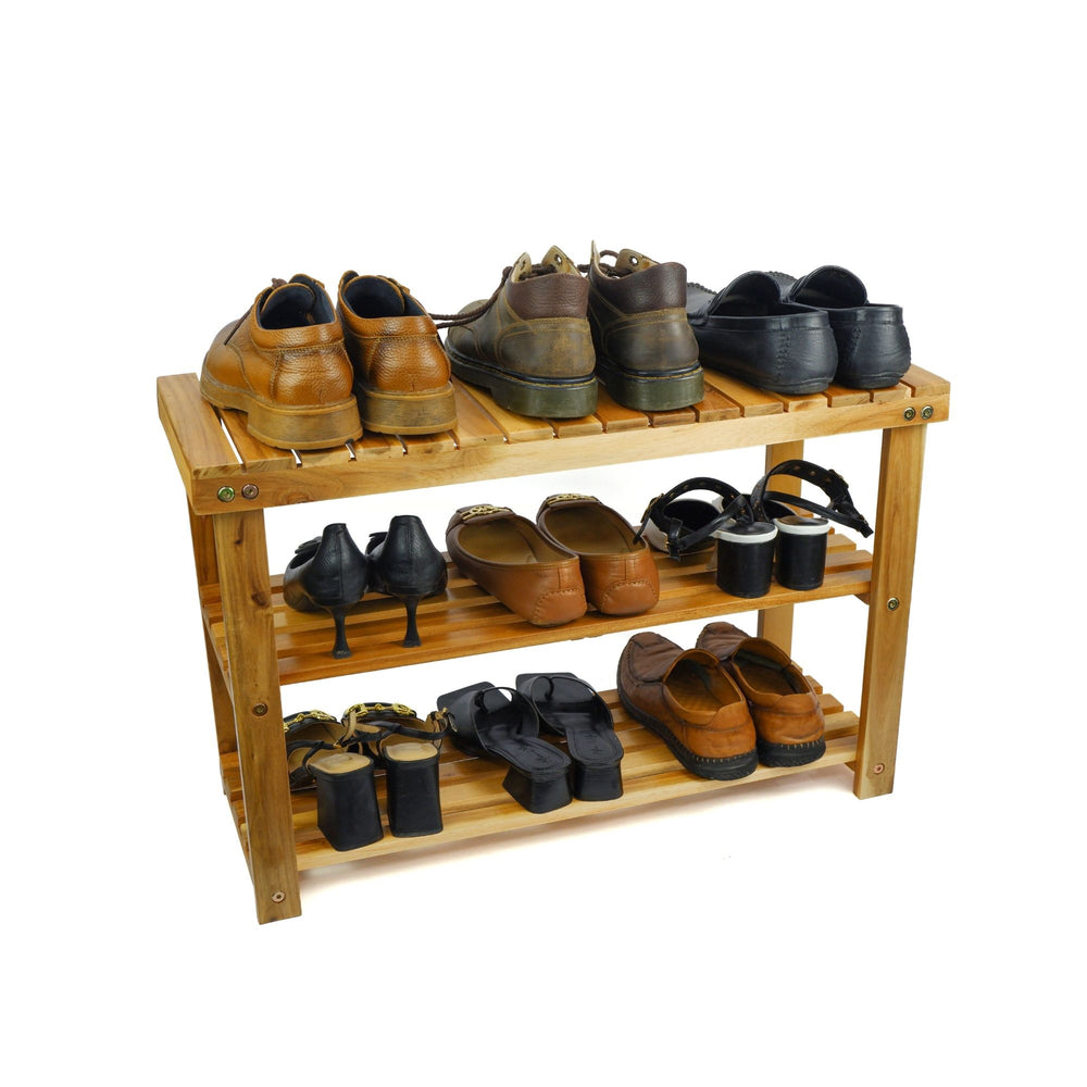 Natural Acacia Shoe Rack Bench - Stylish Entryway Organizer