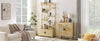 Natural Rattan Tall Bookshelf with Cabinet