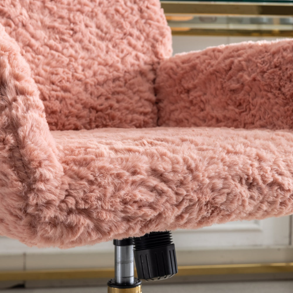 Chic Pink Office Chair with Golden Base