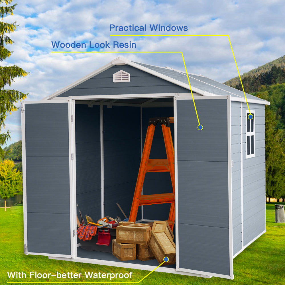 Cozy Grey Outdoor Storage Shed – Perfect for Patio Gear!