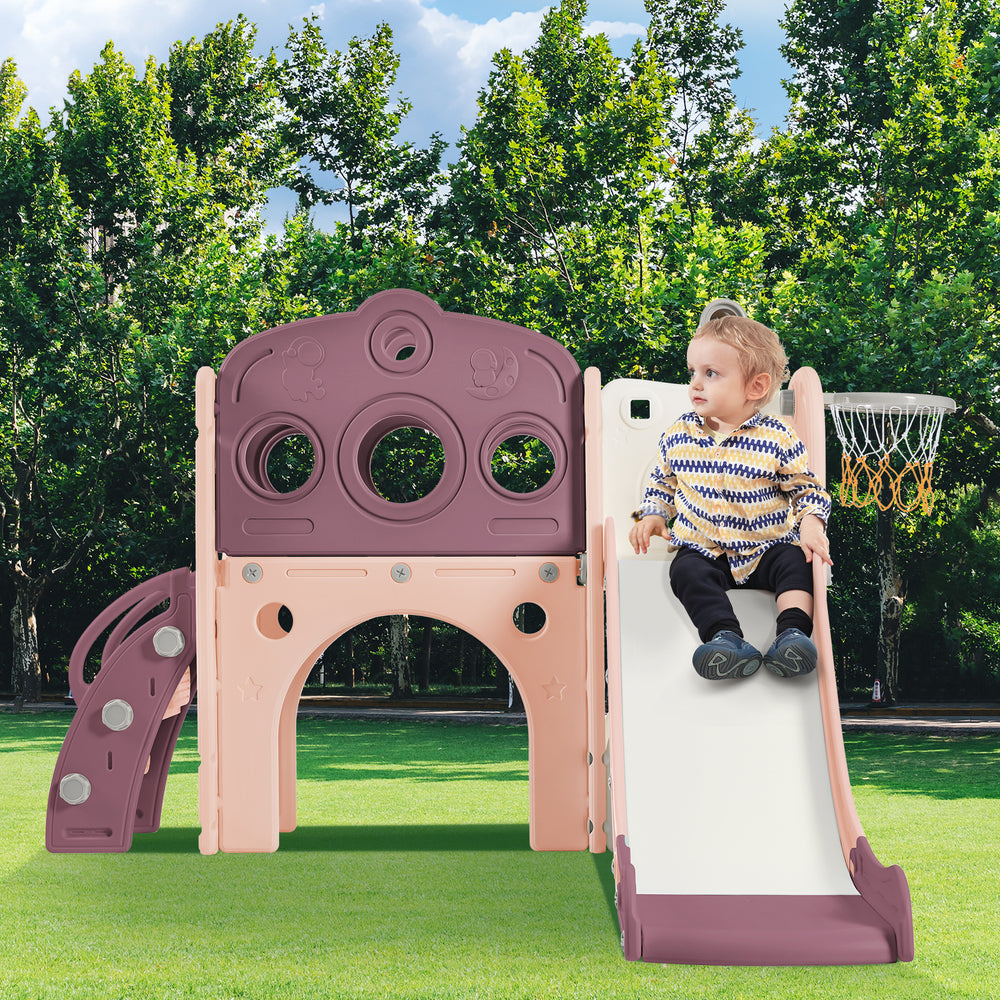 Space Adventure Toddler Playset with Slide & Basketball Fun