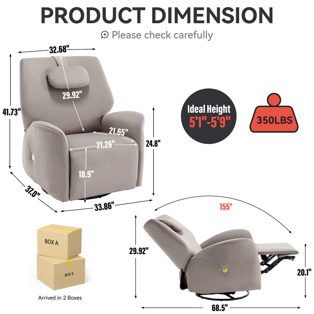 Cozy Luxe Recliner with Swivel and USB Charging