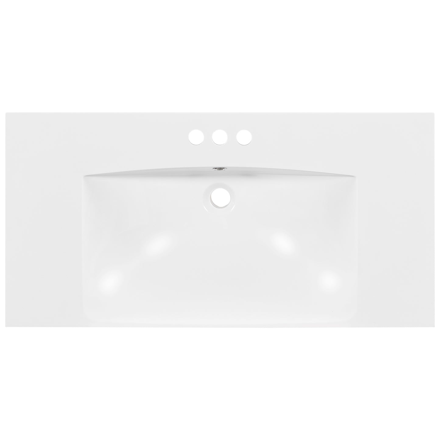 Chic White Resin Vanity Sink - Three Hole Design