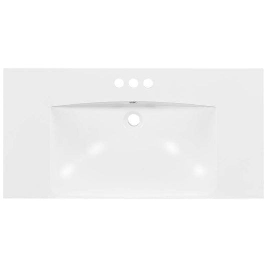 Chic White Resin Vanity Sink - Three Hole Design