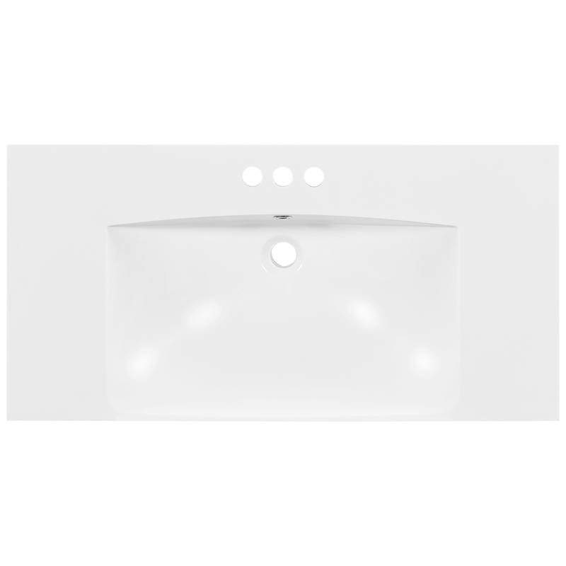 Chic White Resin Vanity Sink - Three Hole Design