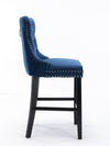 Chic Velvet Barstools with Button Tufting - Set of Two (Blue)