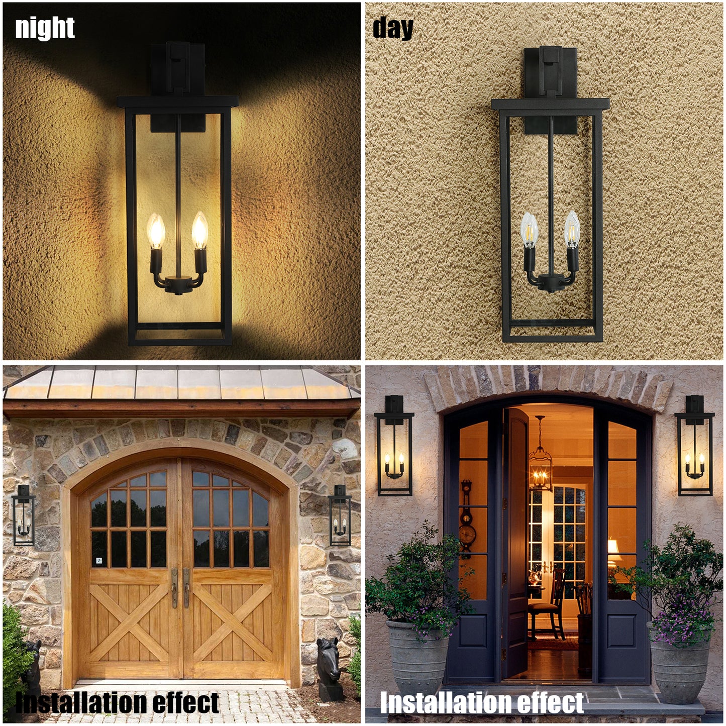 Stylish Black Outdoor 4-Light Wall Sconce