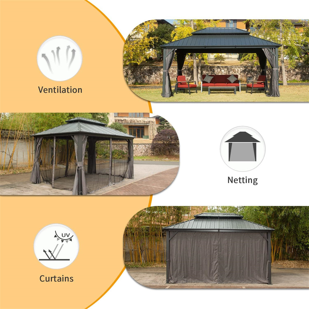 Stylish Outdoor Gazebo with Double Roof Canopy