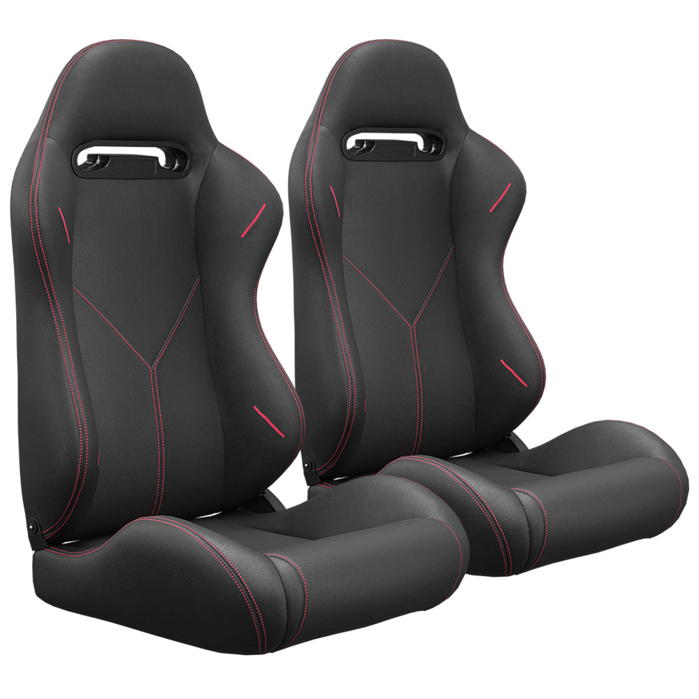 Racing Style Reclinable Bucket Seats with Red Stitching