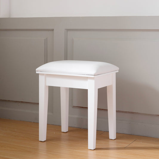 Chic White Makeup Stool with Cushion