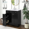 Sleek Black Vanity with Ceramic Sink & Ample Storage