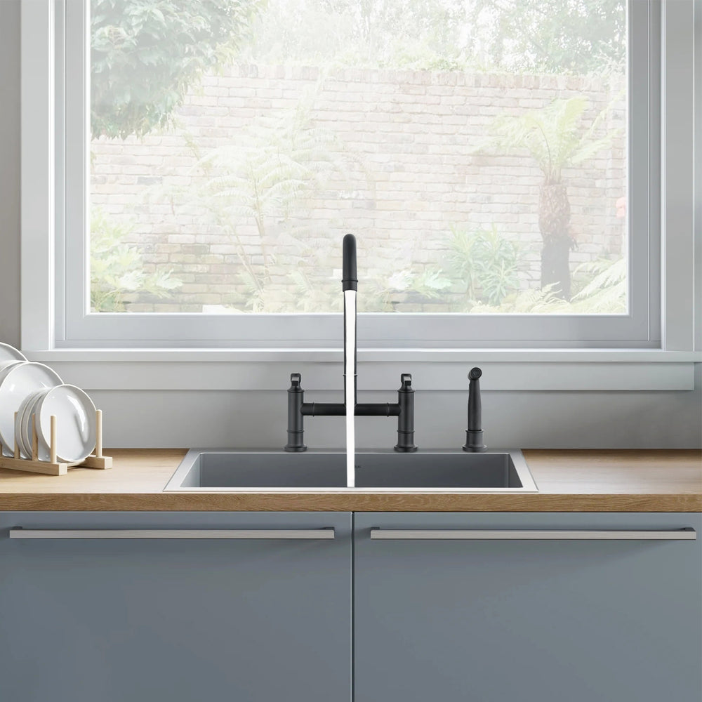 Versatile Bridge Kitchen Faucet with Side Spray